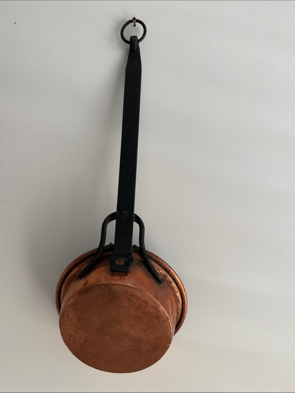 Antique-Style French Country Inspired Copper Tone Pan Ladle with Iron Handle